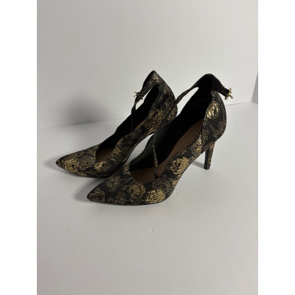 Christian Siriano Black & Gold Kenni High Heels Size 6.5 - Picture 2 of 5